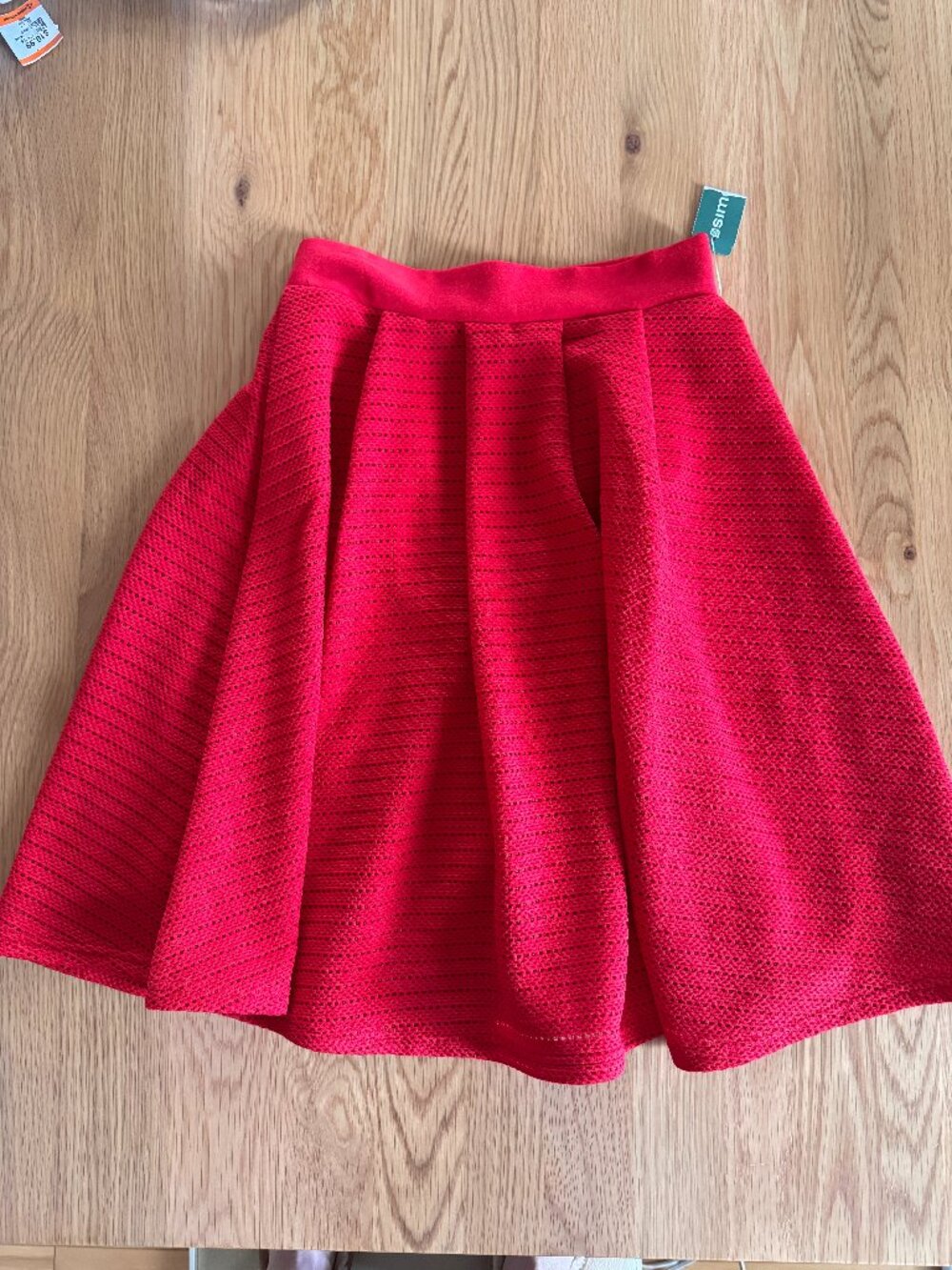 Twik Red Flare Skirt eyelet fabric Sz XS
